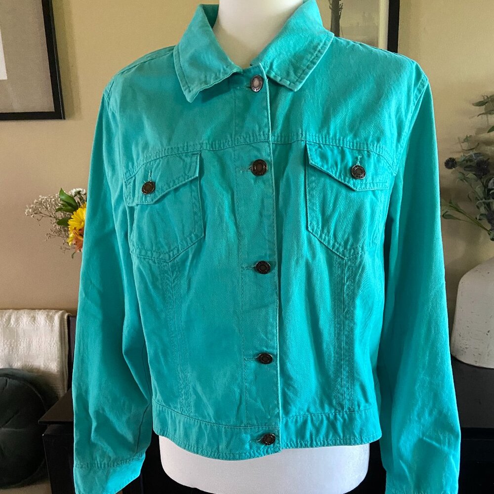 Faded Glory Turquoise Denim Jean Jacket XL